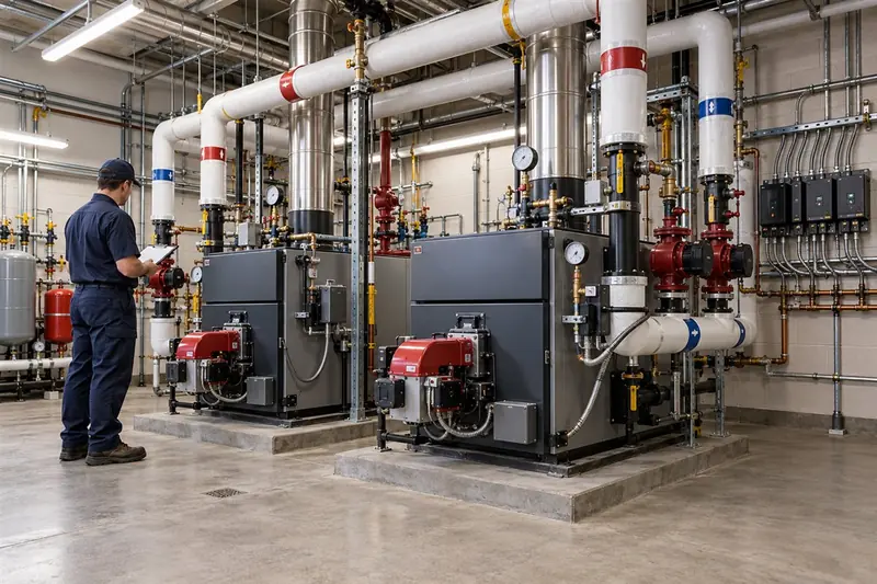 Boiler equipment in a mechanical room