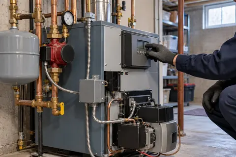 Boiler and heating pipework