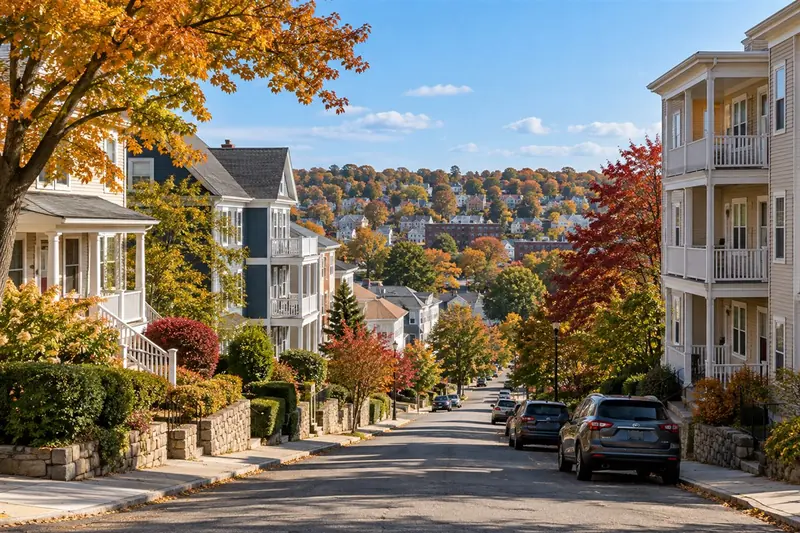 Representative residential street in Malden Massachusetts near Medford